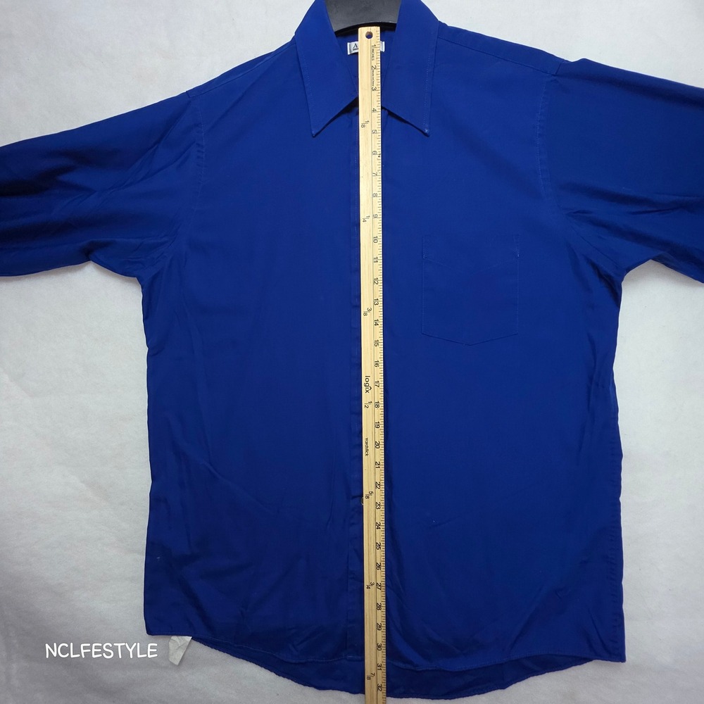 Arrow Mens Royal Blue Easy Care Dress Shirt Large 16 34/35 Super Broadcloth L/S - Picture 3 of 5